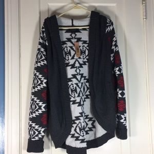 Pendleton Cocoon Cardigan Gray Aztec Hoodie NWT L